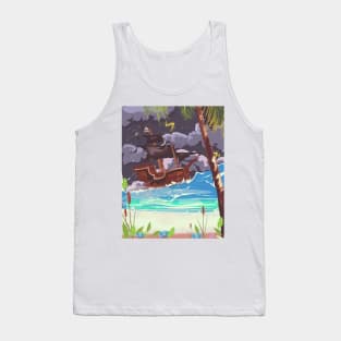 Pirate Ship in a Storm Tank Top